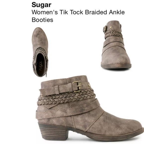 Sugar Shoes - NEW Sugar Tik Tock Braided Ankle Booties METALLIC Stone SIZE 9 ANKLE BOOT NIB